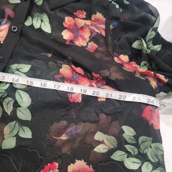 Womens Top Size 2X Button Up Floral Sheer Dark Romance Fairy Whimsigoth - Picture 5 of 5
